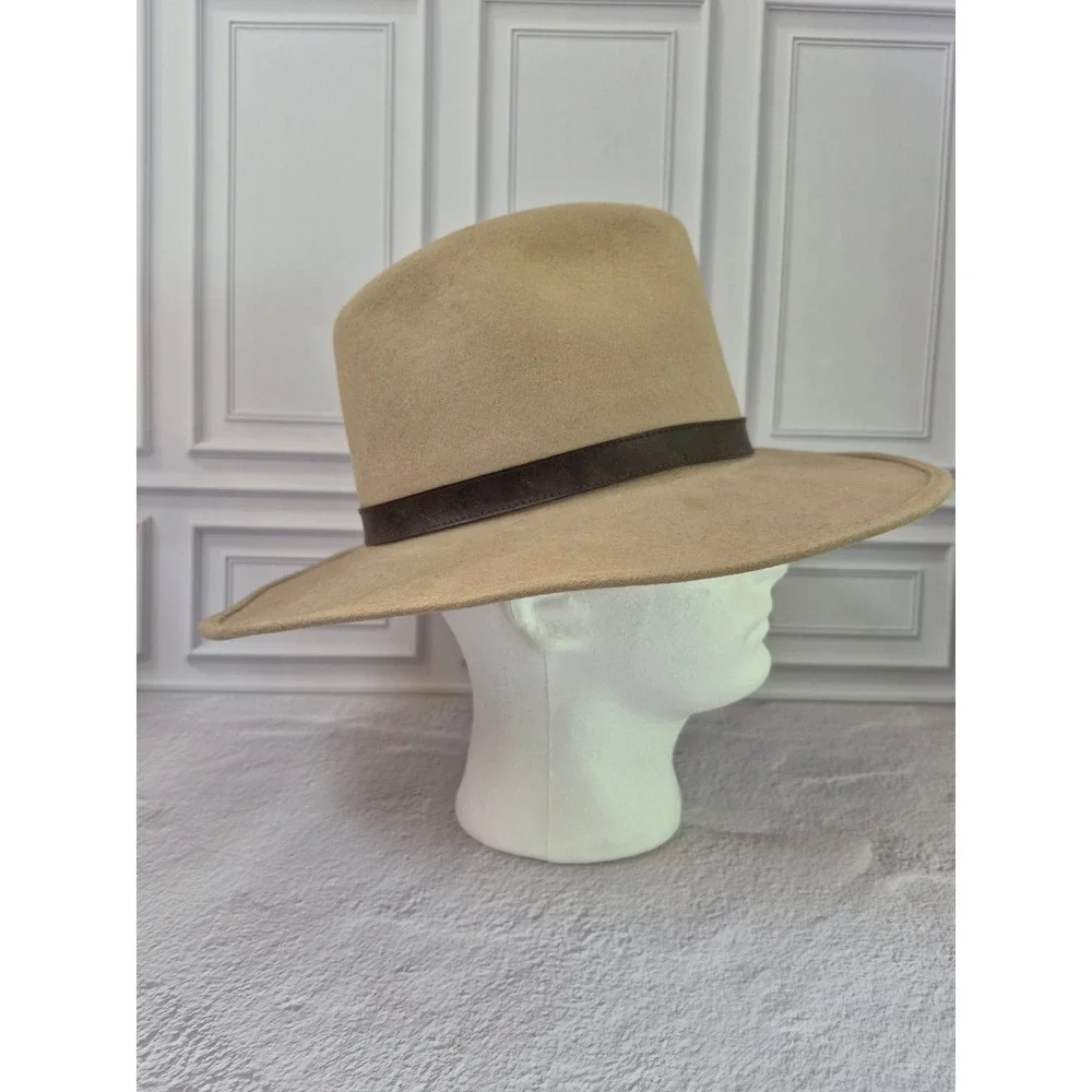 John Blair Mens 100% Wool Felt Fedora Hat Leather Band Feather Made in USA Large